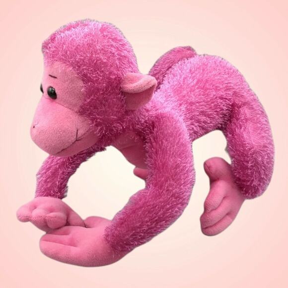Wish Pets Posable Plush Pastel Monkey 2004 Harry 12” Stuffed Animal Pink Toy - Picture 3 of 9